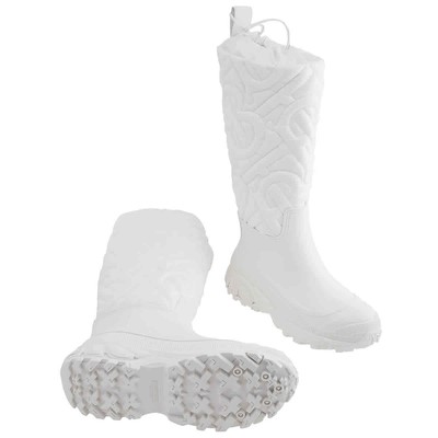 Pre-owned Burberry Optic White Rotherfield Quilted Monogram Rain Boots