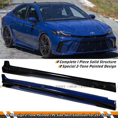 For 2025-26 Toyota Camry CTM Reservoir Blue Blk Paint Match Side Skirt Extension