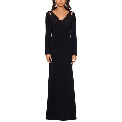 

Женское черное вечернее платье с вырезом и рюшами X by Xscape  BHFO 5480, Черный