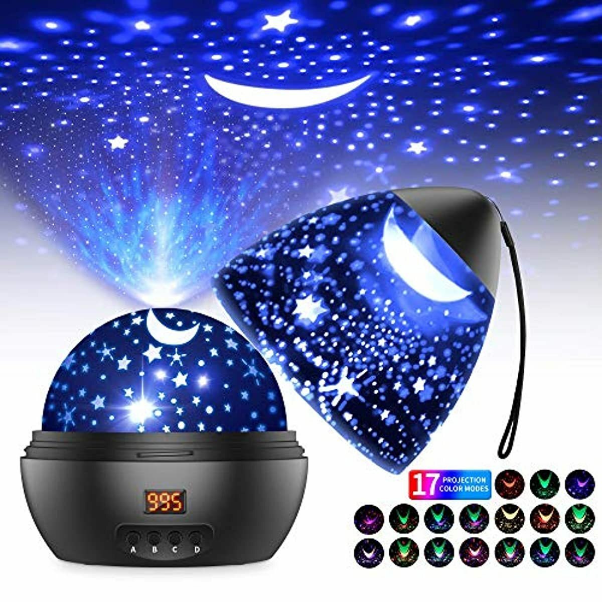 Lamps Lighting Ceiling Fans Lampe Veilleuse Bebe A Rotation Projecteur Etoile 8 Couleurs Avec Minuterie Home Garden