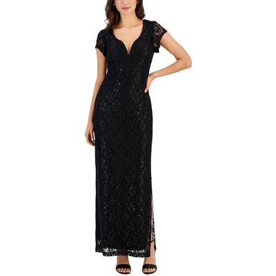 Женское черное кружевное вечернее платье с V-образным вырезом Connected Apparel Plus 16W BHFO 0860