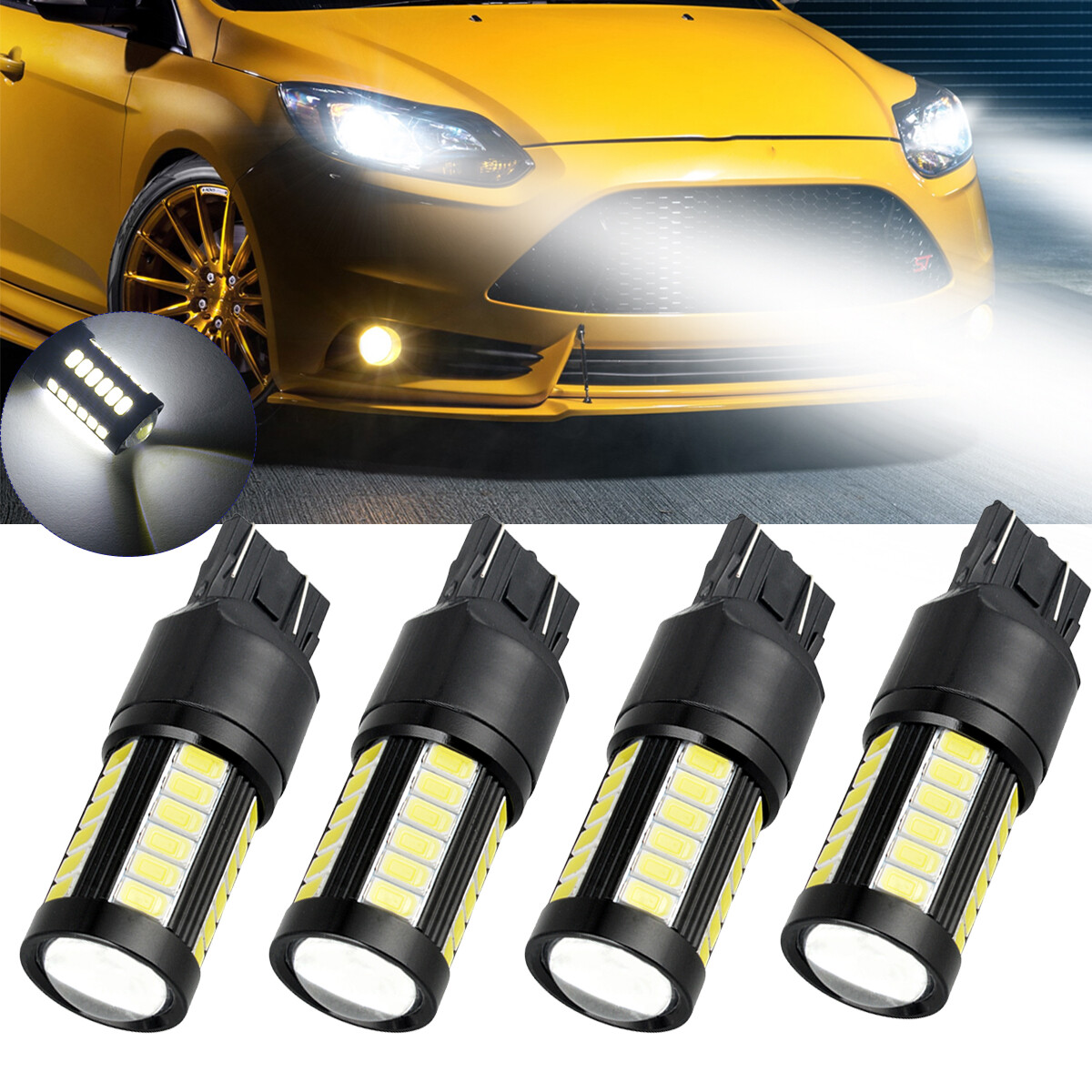4p 7443 7440 LED Rear Turn Signal Light Bulb White for Toyota Accord Civic Honda