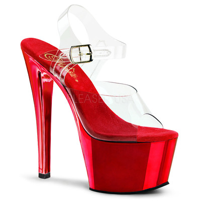 7'' Hot Pink Clear Platform Heels Stripper Pole Exotic Dancer Shoes Pleaser Strap