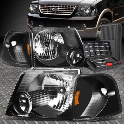 ДЛЯ 02-05 EXPLORER ЧЕРНЫЙ КОРПУС ЯНТАРНЫЕ УГЛОВЫЕ ФАРЫ ГОЛОВНОГО СВЕТА + НАБОР ИНСТРУМЕНТОВ