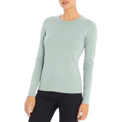 

Женская хлопковая однотонная футболка с длинными рукавами Three Dots BHFO 9623, Spa blue