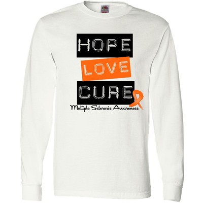 Inktastic Multiple Sclerosis Hope Love Cure Long Sleeve T-Shirt - HDD Awareness