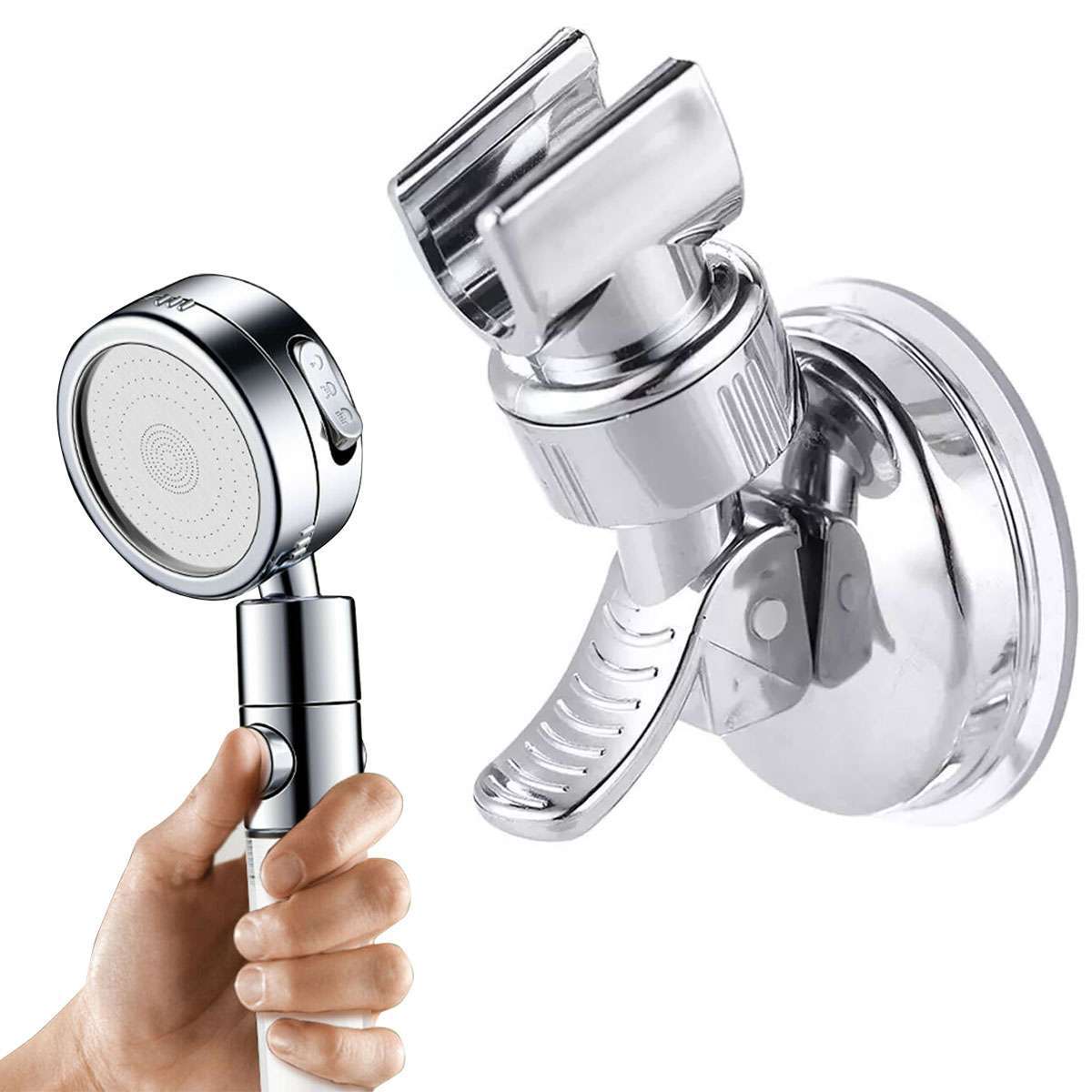 Adjustable Shower Head Holder Suction Cup Handheld Showerhead Wall Mount Bracket