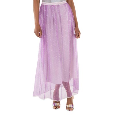 Pre-owned Burberry Floor-length Flocked Cotton Tulle Skirt In Lilac / White