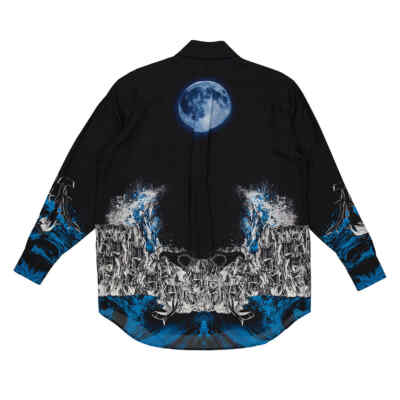 Pre-owned Burberry Ladies Mermaid Printed Silk Shirt In Black