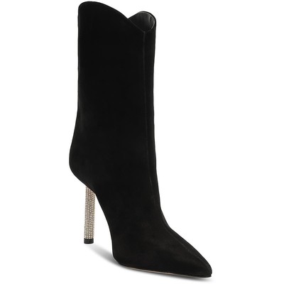 Schutz Womens Black Suede Heel Mid-Calf Boots Shoes 8.5 Medium (B,M) BHFO 1495