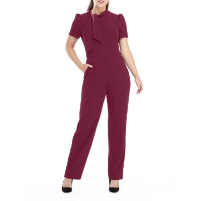 

Женский вязаный комбинезон с пышными рукавами Maggy London BHFO 8533, Port wine