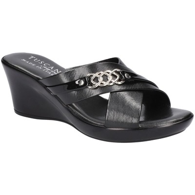 

Женские сандалии без шнуровки на танкетке Tuscany By Easy Street Maggia BHFO 2101, Black/patent, Maggia
