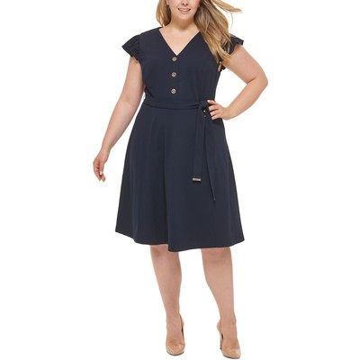 

Tommy Hilfiger Женское трикотажное платье миди для коктейлей и вечеринок плюс BHFO 8965, Navy