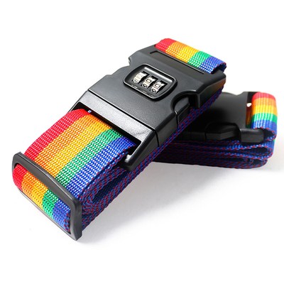 Luggage Strap Suitcase Belt with Lock Buckle 6.6FT for Travel,Rainbow