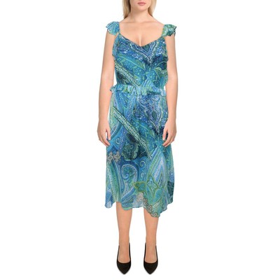 

Женское синее шифоновое платье прямого кроя London Times Petites  BHFO 9635, Blue/green