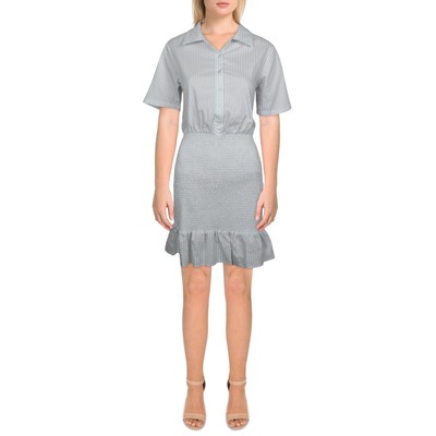 

Женское белое дневное платье-рубашка на пуговицах Aqua, белое  BHFO 9964, White/blue