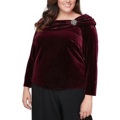 

Женская бархатная блузка с рюшами Alex Evenings плюс BHFO 1866, Wine