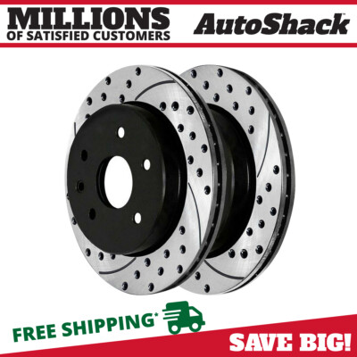 Rear Drilled Slotted Brake Rotors Black Pair 2 for Nissan Rogue Sport 2.0L 2.5L