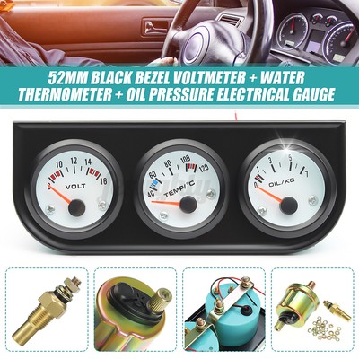 Zusatz Öldruck Öltemperatur Wassertemperatur Voltmeter Schwarz Instrumente 52mm 