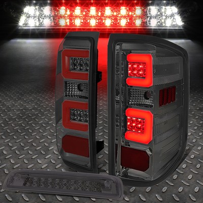 ДЛЯ 14-19 SILVERADO/SIERRA ЗАДНИЙ ФОНАРЬ С КРАСНОЙ СВЕТОДИОДНОЙ ПОЛОСОЙ + ТРЕТИЙ ТОНИРОВАННЫЙ СТОП-СИГНАЛ/ГРУЗОВОЙ ФОНАРЬ