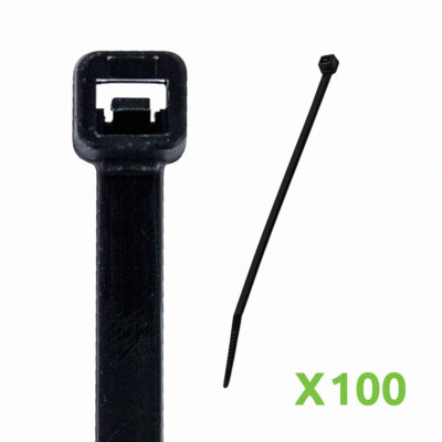 10 Inch Nylon UV Resistant Cable Wire Zip Tie 120 lbs Black 100 Pack Lot Pcs Qty