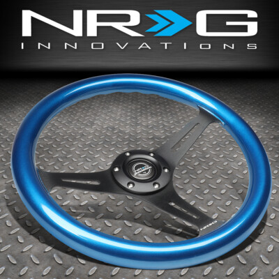 УСИЛЕННОЕ NRG РУЛЕВОЕ КОЛЕСО ST-015BK-BL С 2-МЯ ГЛУБОКИМИ НАКЛАДКАМИ ИЗ ЦВЕТНОГО ДЕРЕВА ДИАМЕТРОМ 350 ММ