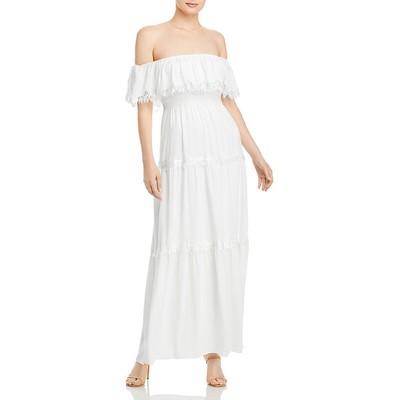 Женское вечернее платье цвета слоновой кости цвета морской волны с кружевной отделкой и открытыми плечами, 6 BHFO 1830