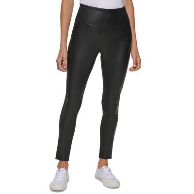 

Женские черные вязаные леггинсы из искусственной кожи Calvin Klein  BHFO 7822, Черный