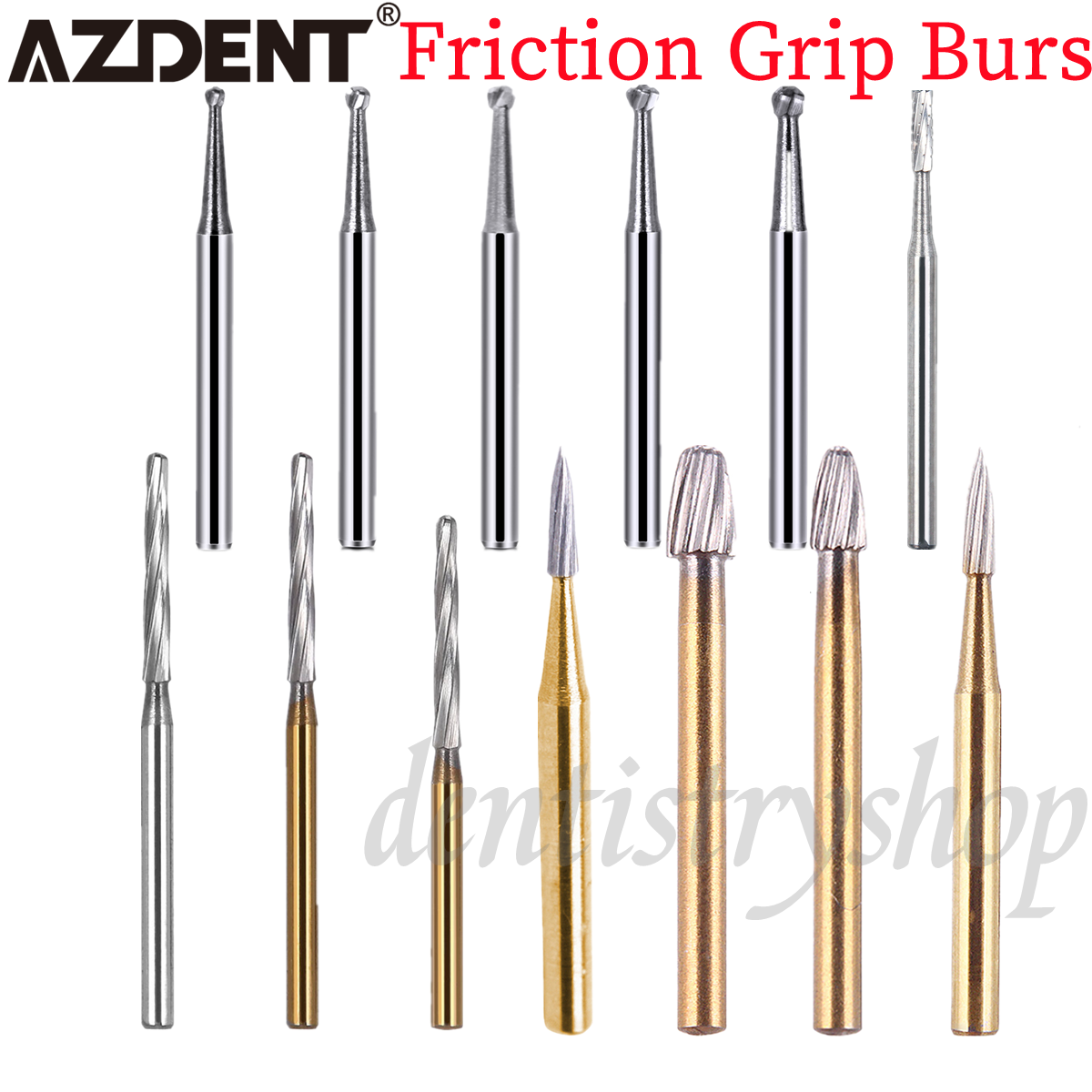 AZDENT Dental FG Tungsten Carbide Burs Dills Round Type For High Speed Handpiece