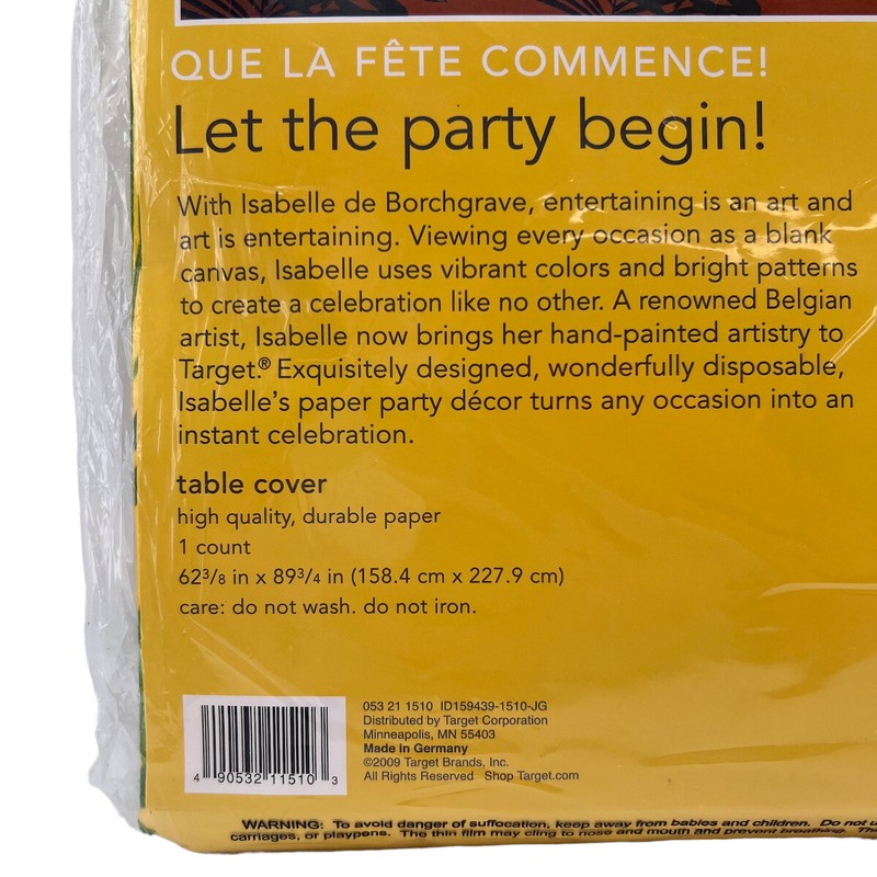 Tropical Island Table Cover Yellow Palm Leaves Disposable Paper 62x89 Isabelle