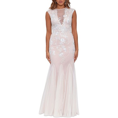 Женское белое вышитое вечернее платье-футляр Betsy & Adam 0 BHFO 7009