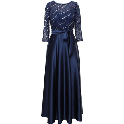 

Женское атласное вечернее платье макси Alex Evenings BHFO 6594, Navy