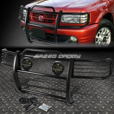 ЧЕРНАЯ ЗАЩИТНАЯ РЕШЕТКА РАДИАТОРА + КРУГЛАЯ ДЫМЧАТАЯ ПРОТИВОТУМАННАЯ ФАРА ДЛЯ 98-02 PASSPORT /RODEO SPORT