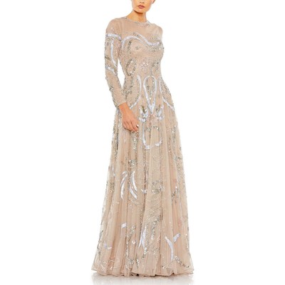 Mac Duggal Womens Beige Embellished Long Evening Dress Gown 16 BHFO 7049