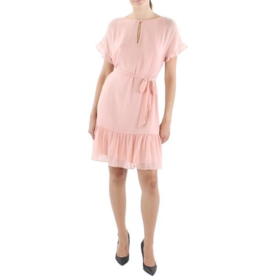 Женское розовое мини-платье миди с замочной скважиной Lauren Ralph Lauren 4 BHFO 9908