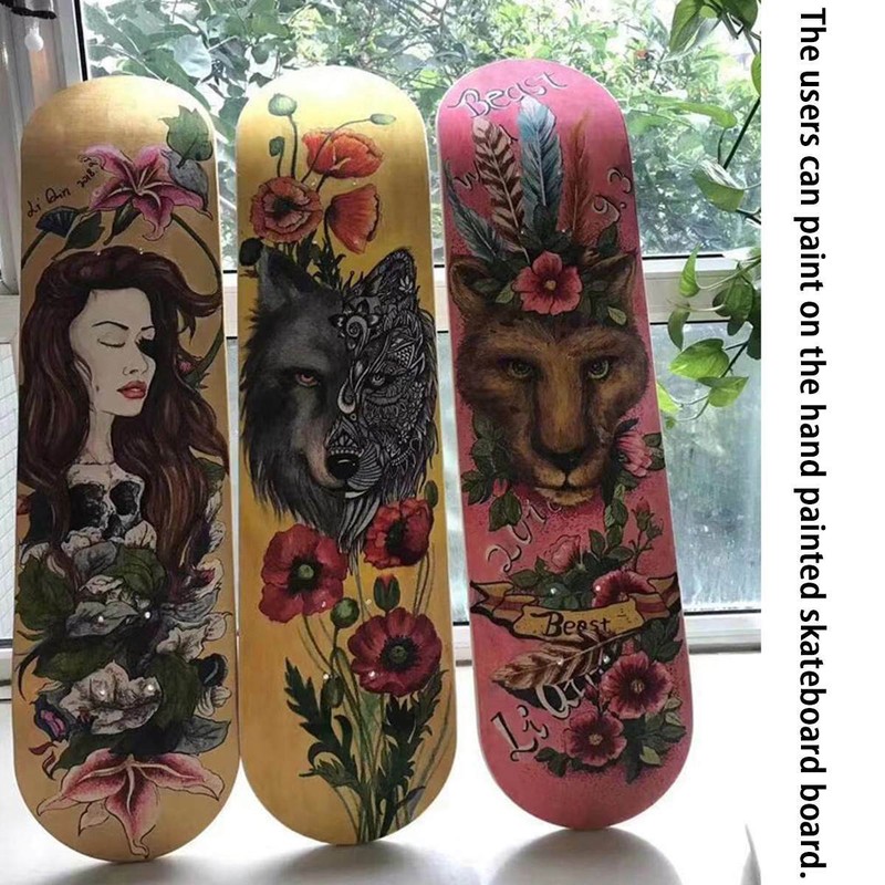 4pcs 7 Layers Skateboard Maple Blank  Deck Board DIY Hand-painted Longboard US