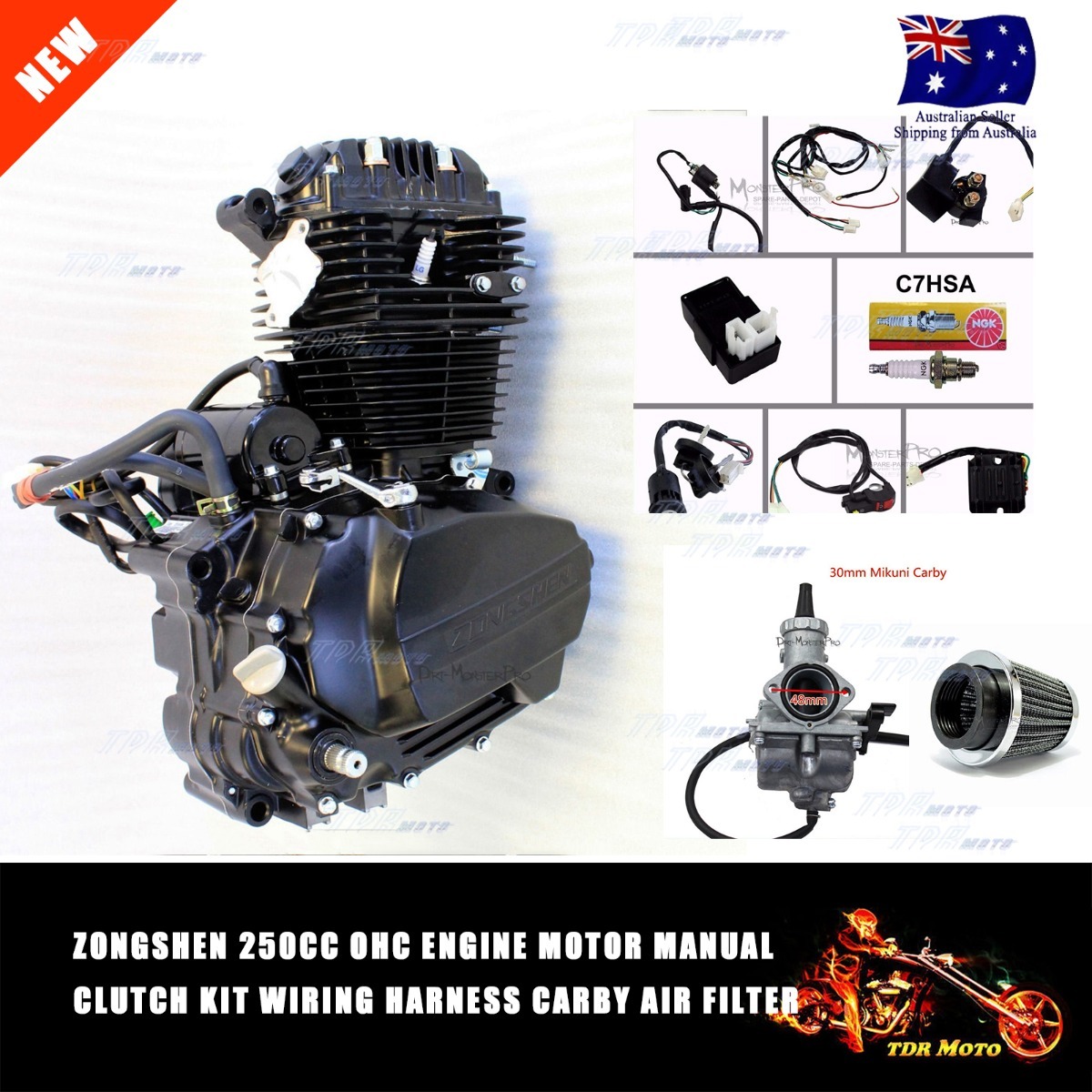 250cc Zongshen OHC Air Cooled Engine Motor Wiring Loom ... xtm engine diagram 
