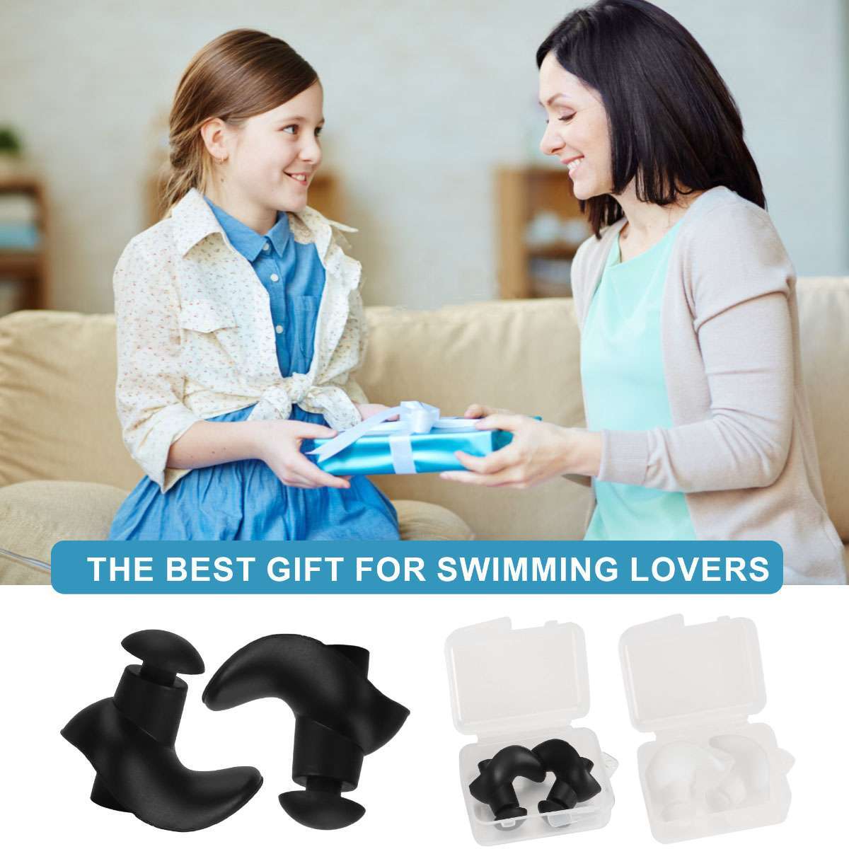 1/5/10Pairs Soft Silicone Swimming Surfing Ear Plugs Reusable Silicone w/Case