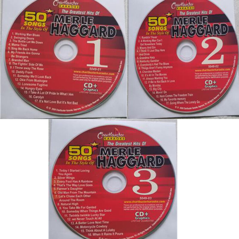 MERLE HAGGARD COUNTRY KARAOKE CHARTBUSTER CD+G VOL-5049 IN WHITE SLEEVES 3 DISC