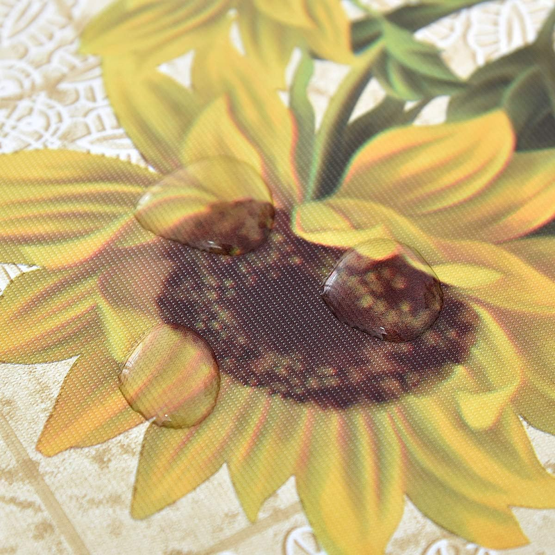 Sunflower Vinyl Table Cloth Cover Small Square Table, Plastic PVC Waterproof Oil