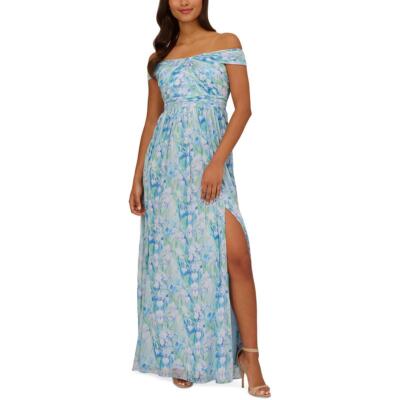 Женское синее вечернее платье с открытыми плечами Adrianna Papell, 4 BHFO 2250