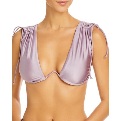 

Andrea Iyamah Женский бикини-топ для плавания Menasa Purple Shimmer с глубоким вырезом  BHFO 3095, Pastel lilac