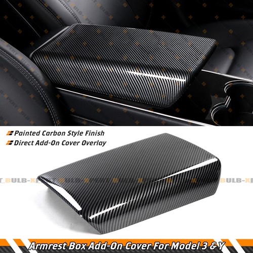 For 2017-22 Tesla Model 3 & Y Carbon Fiber Look Center Console Armrest Box Cover