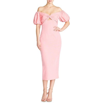 

ML Monique Lhuillier Женское розовое платье миди из икры с вырезами  BHFO 8559, Grapefruit