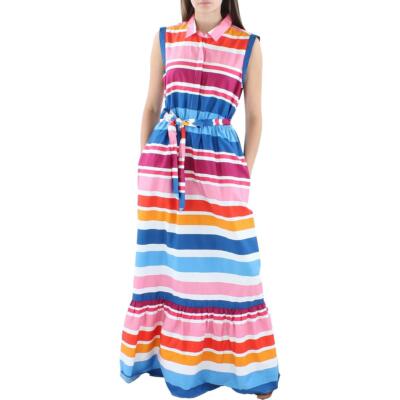 

Женское синее платье-рубашка Kensie с длинным воротником и поясом  BHFO 7794, Multicolor