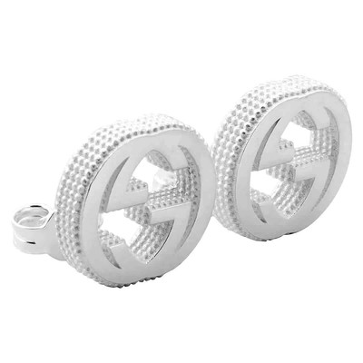 Pre-owned Gucci Interlocking Earrings In Silver