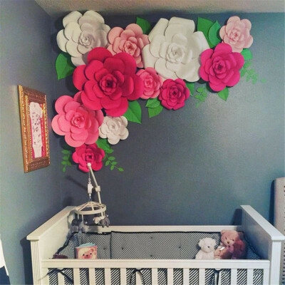 Home Garden 2x Large Paper Flowers Backdrop Birthday Wall Decor Party Diy Decoration H Su Wedding Supplies