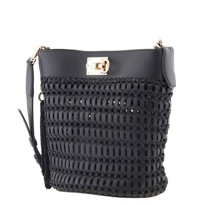 Pre-owned Ferragamo Salvatore The Studio Bucket Bag 212906 757094 In Black