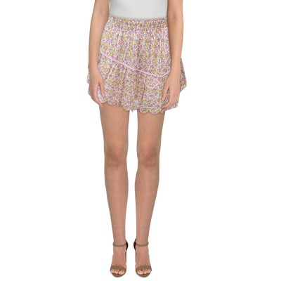 Короткая мини-юбка LoveShackFancy Womens Memphis White Pintuck Petites P BHFO 1963