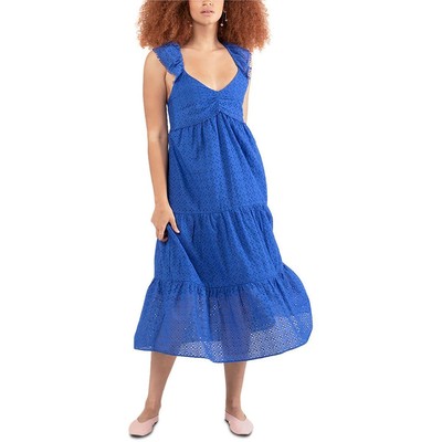 

Black Tape_ Женское длинное летнее платье миди с люверсами BHFO 6828, Bright blue